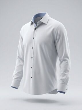 Wrk Men's White Long-Sleeve Casual Shirt with Contrast Trim #casualbuttondown